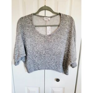 SO Nikki‎ Jr M 11/13 Half Sleeve Scoop Neck Gray Pullover Crop Top Sweater NWT